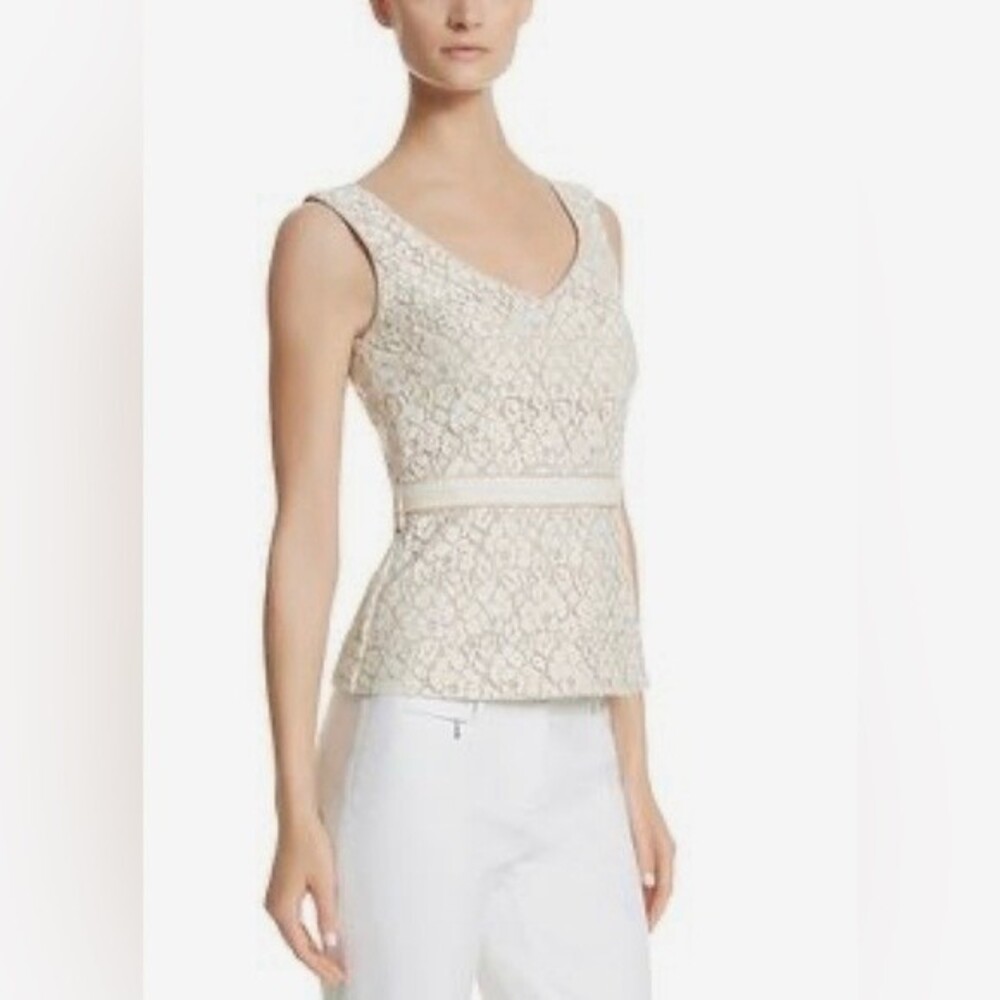White House Black Market white and nude lace bodice top size 0 - Picture 2 of 8